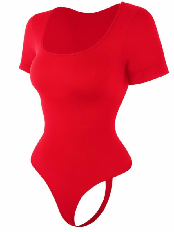 Women's Solid Square Neck Shapewear Bodysuit, Tummy Control Butt Lifter, Back-to-school Clothing, Ladies Shapewear Clothes for All Seasons, Fall Wear, Fall Women's Clothing