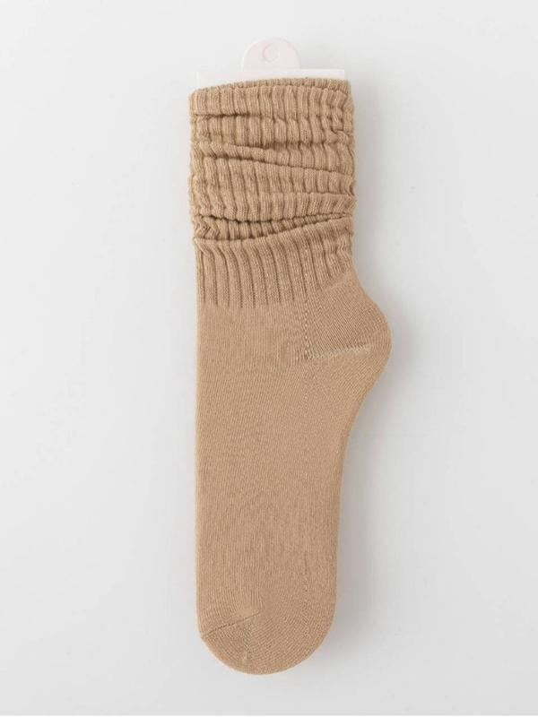 Women's Solid Ribbed Mid-calf Socks, Casual Soft Comfy Breathable Socks for Fall & Winter, Women's Socks for Daily Wear