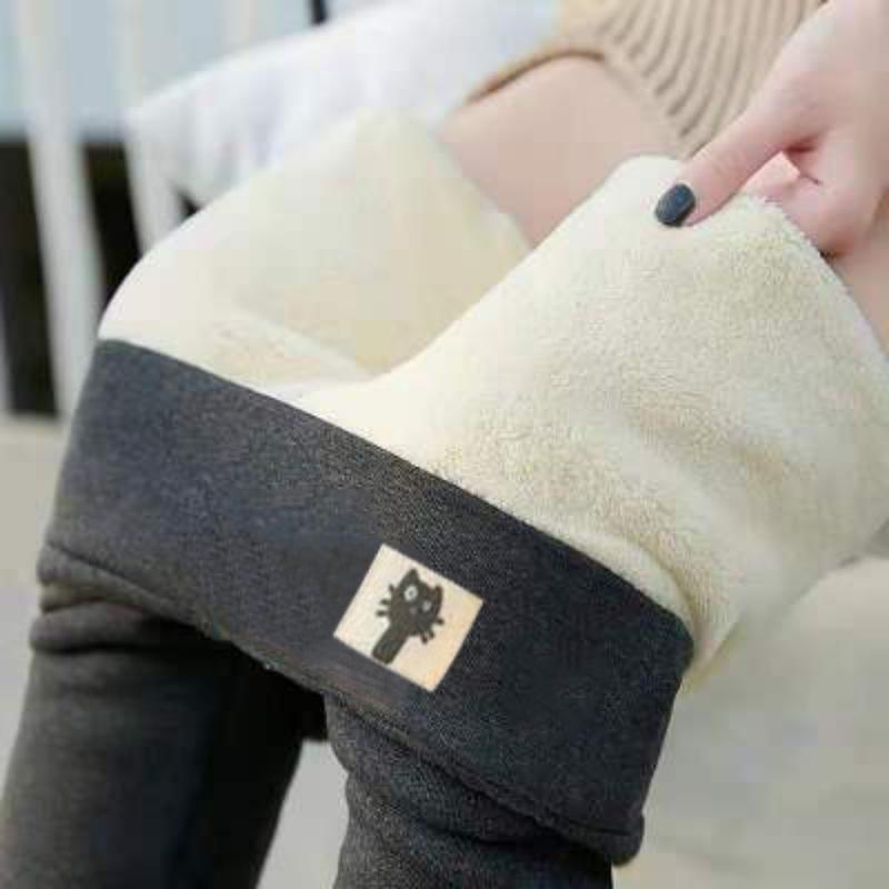 Women's Autumn and Winter High Waisted Leggings with Added Fleece and Thickened Lamb Wool Leggings, Warm Pants, and Women's Leggings