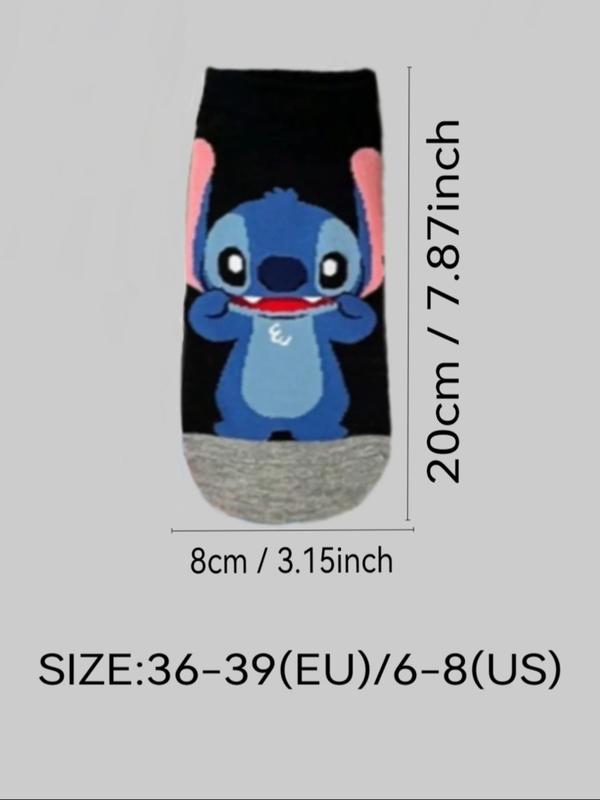 Unisex Cartoon Stitch Pattern Ankle Socks, 20 Pairs Cute Comfy Breathable Socks for Women, Multipack Knit Crew Socks, Unisex  Socks & Hosiery