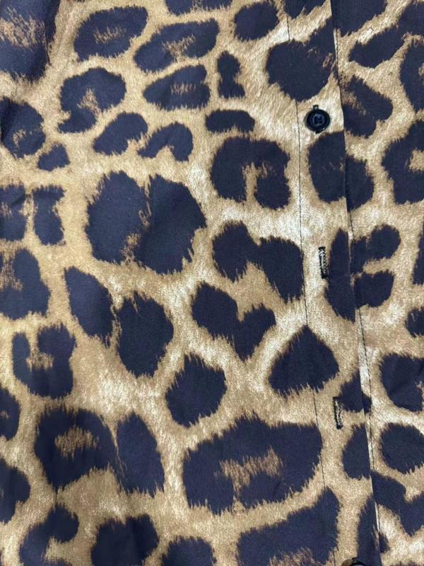 Women's Leopard Print Button Front Shirt, Casual Long Sleeve Collared Top for Fall & Winter, Women's Clothes for Daily Wear