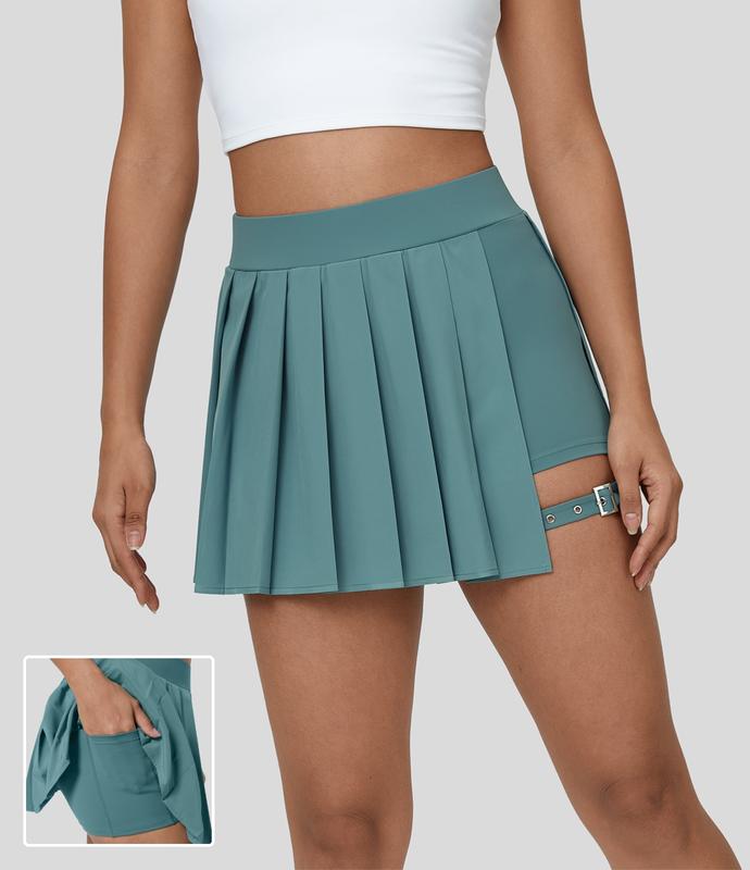 Breezeful™ High Waisted Pleated 2-in-1 Side Pocket Adjustable Buckle Mini Quick Dry Casual Skirt