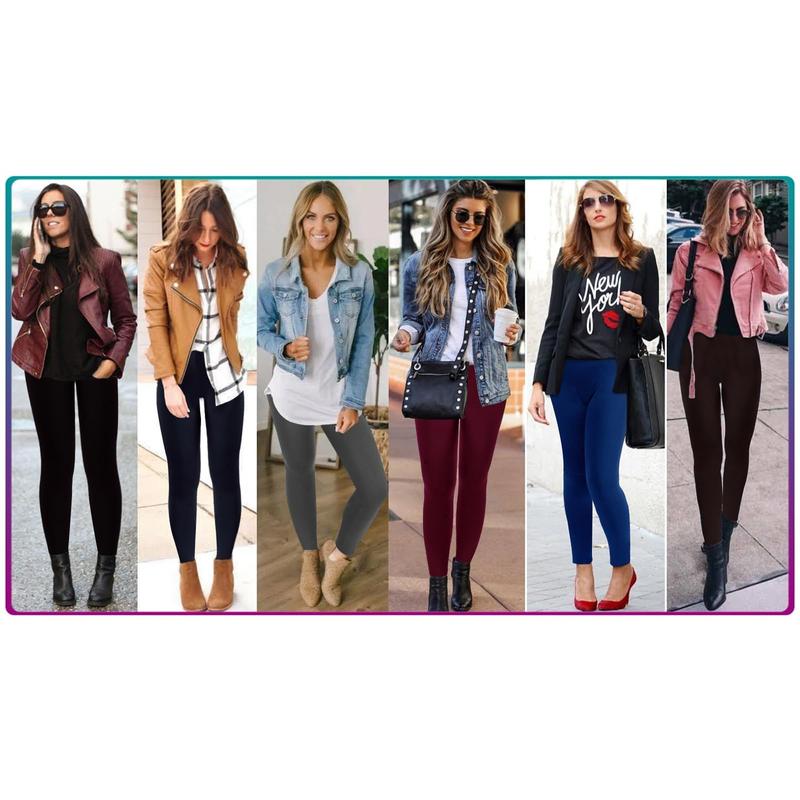 Moon Wood 7 Pack Women’s Fleece Lined Leggings High Waist Soft Stretchy Winter Warm Leggings