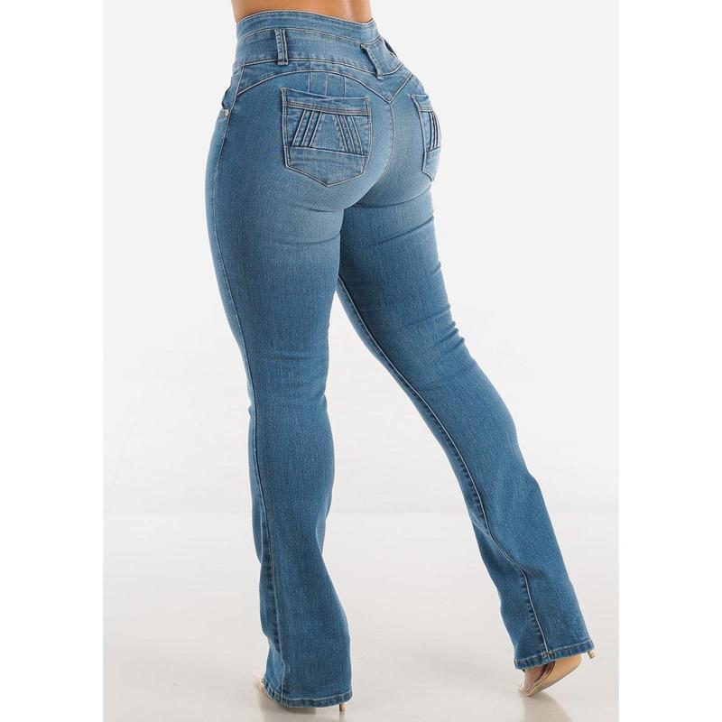 MX JEANS Butt Lifting Mid Rise Med Wash Bootcut Jeans