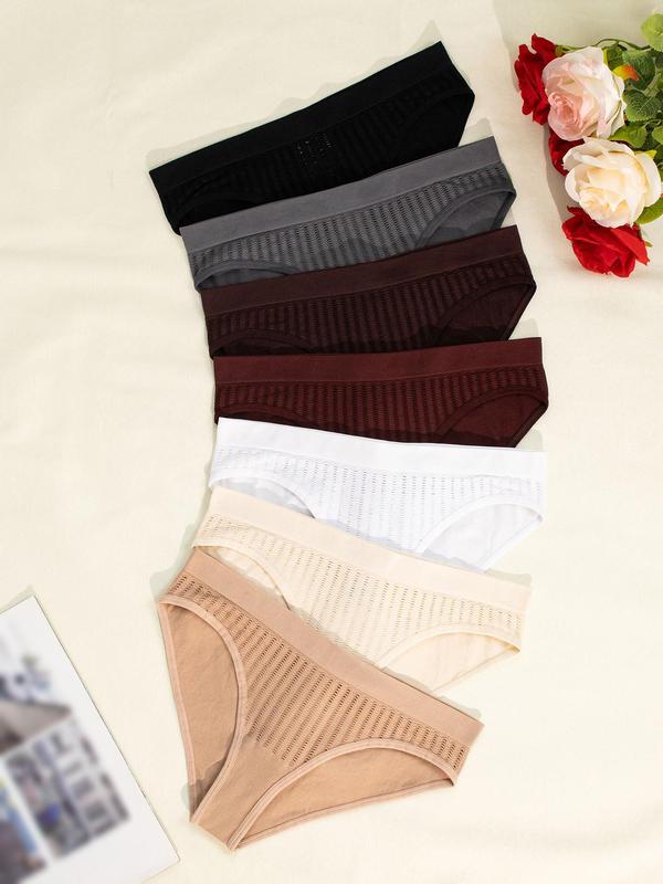 Women's Solid Color Hollow Out Panty, Soft Comfy Breathable Seamless Knicker for Daily Wear, Underwear for All Seasons