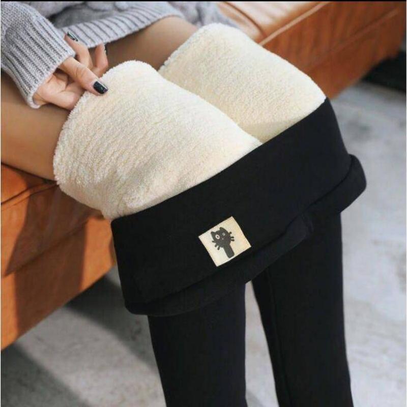 Women's Autumn and Winter High Waisted Leggings with Added Fleece and Thickened Lamb Wool Leggings, Warm Pants, and Women's Leggings