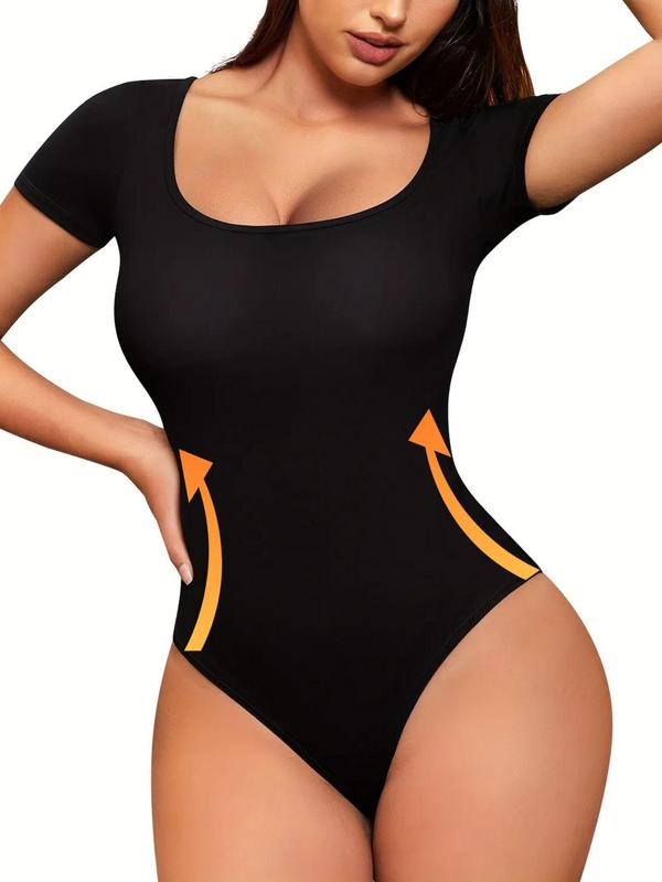 Women's Solid Square Neck Shapewear Bodysuit, Tummy Control Butt Lifter, Back-to-school Clothing, Ladies Shapewear Clothes for All Seasons, Fall Wear, Fall Women's Clothing