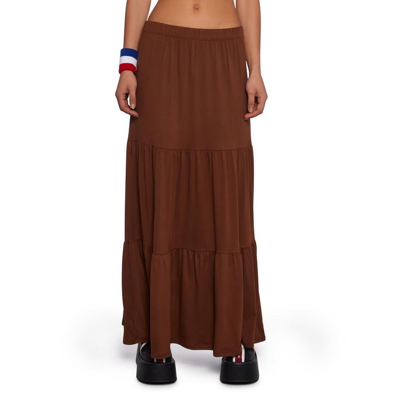 Y2K Beats Maxi Skirt - Brown