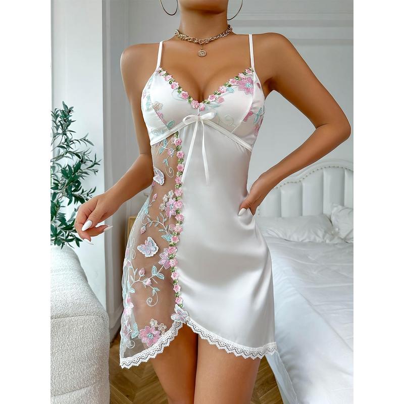 Women's Sexy Underwear, Three-dimensional Semi-transparent Floral Embroidery, Home Pajamas, Floral Babydolls, Sexy Lace Dresses