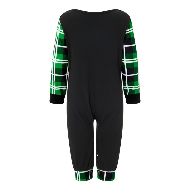 Family Matching Holiday Pajamas Christmas PJ's Green Letters Print T-shirt Plaid Pants Sleepwear Loungewear Homewear