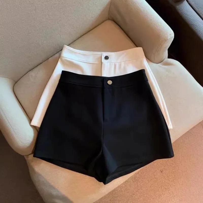 High-waisted Slimming A- line Tight Black Shorts For Women 2024 Spring Korean Style Elastic Hot Pants High Elasticity