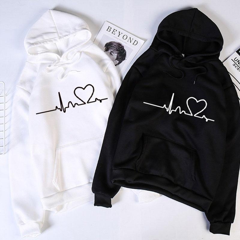 Heartbeat Couples Hoodies, Matching Couples Outfit, Anniversary Gift