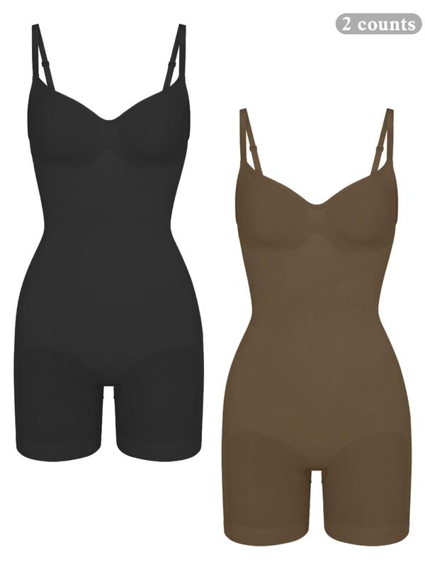 Women's Solid Backless Seamless Shapewear Bodysuit, Casual Comfy Tummy Control Hip Lifter Shaper Bodysuit, Summer Wear 2024, Fall Clothes, Lady Shapewear for All Seasons Back To School