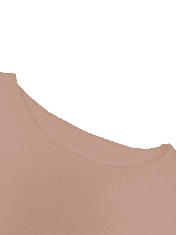 Women's Plain Drop Shoulder Sweater, Casual Long Sleeve Round Neck Jumper for Fall & Winter, Women's Knitwear for Daily Wear