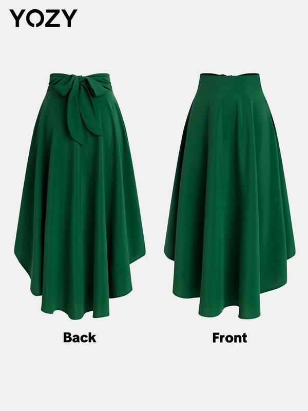 YOZY Christmas Deals, Women's Solid Belted Pleated Skirt, Casual Fashion Long Skirt for Daily Outdoor Wear, Women's Bottoms for Spring & Fall, Christmas 2024 Trend, Fall & Winter Clothes