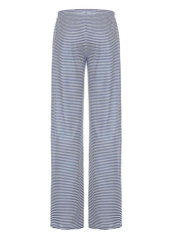 Women's Striped Print Tie Front Straight Leg Pants, Casual Comfy High Waist Trousers for Fall & Winter, Women's Bottoms for Daily Wear