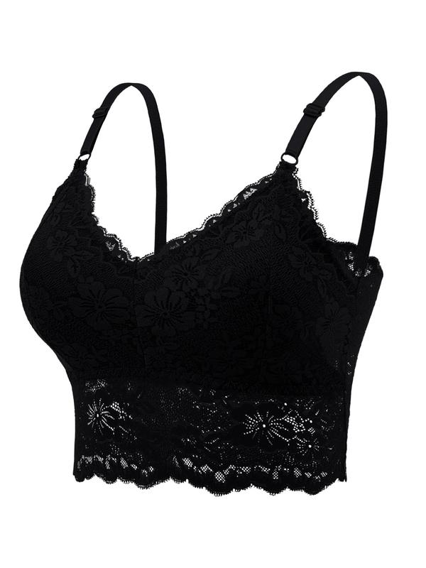 Women's Adjustable Strap Lace Bra, Elegant Plain Push Up Lingerie Top for Daily Wear, Lingerie for Women, Bras for Women, Underwear for All Seasons