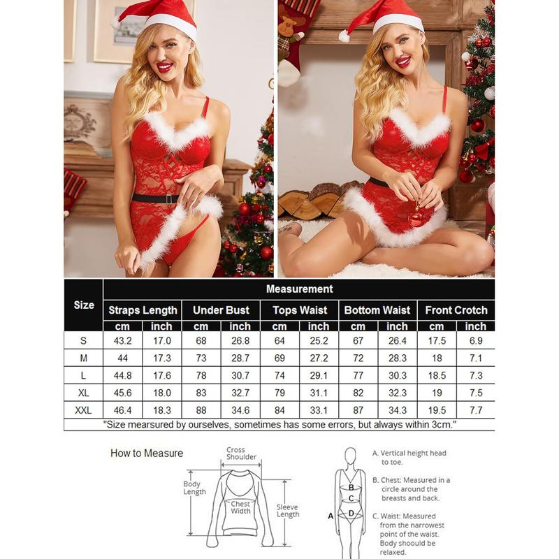 Avidlove Christmas Lingerie Sexy Santa Costume For Women Lace Babydoll Chemise S-XXL