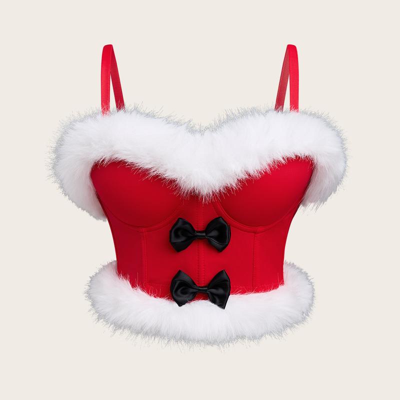 Christmas Sexy Bow Hairy Adjustable Body Shaping External Strap Sexy Strapless Dress