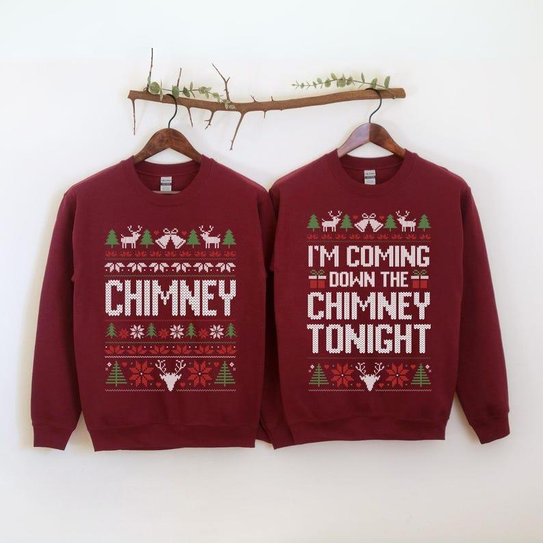 Unisex Funny Couples Ugly Christmas Sweater, Couples Matching Ugly Christmas Sweater, Santa Twice, Christmas Pajamas, Sold Seperate