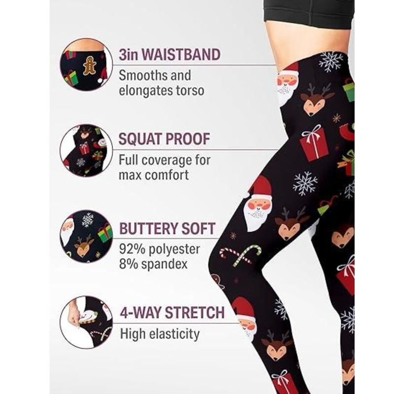 Christmas Leggings High Waisted Leggings for Women - Capri, Full Length, Fleece & with Pockets Women's Leggings Womenswear Bottom