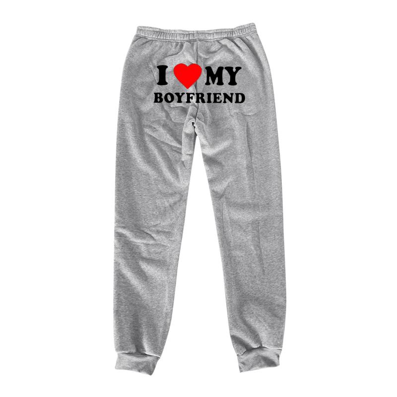 I Love My Boyfriend Women's Sweatpants Elastic High Walst Fitness Joggers Casual Pants Loose FitCasual Sweatpants