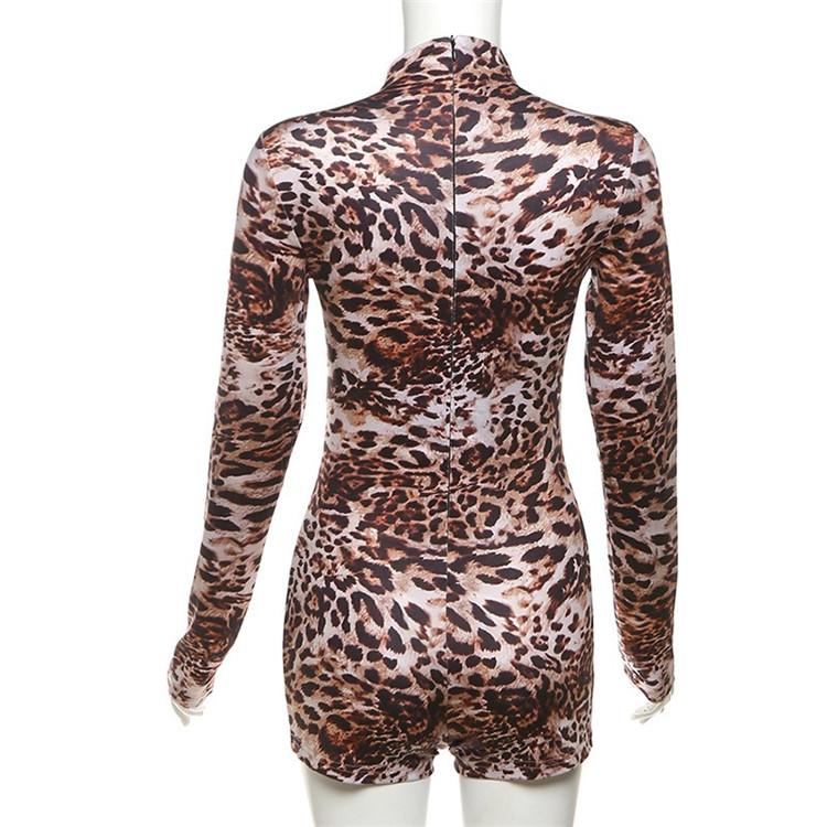 Leopard Print Sexy Long Sleeve Party Club Rompers Playsuits Women Autumn Winter Y2K Streetwear O Neck Bodycon One Piece Overalls