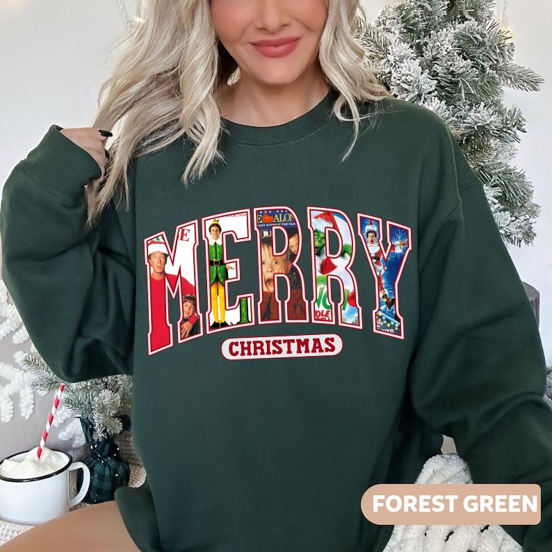 MERRY Christmas 90s Movies Shirt, Christmas Shirt For Movies Lovers