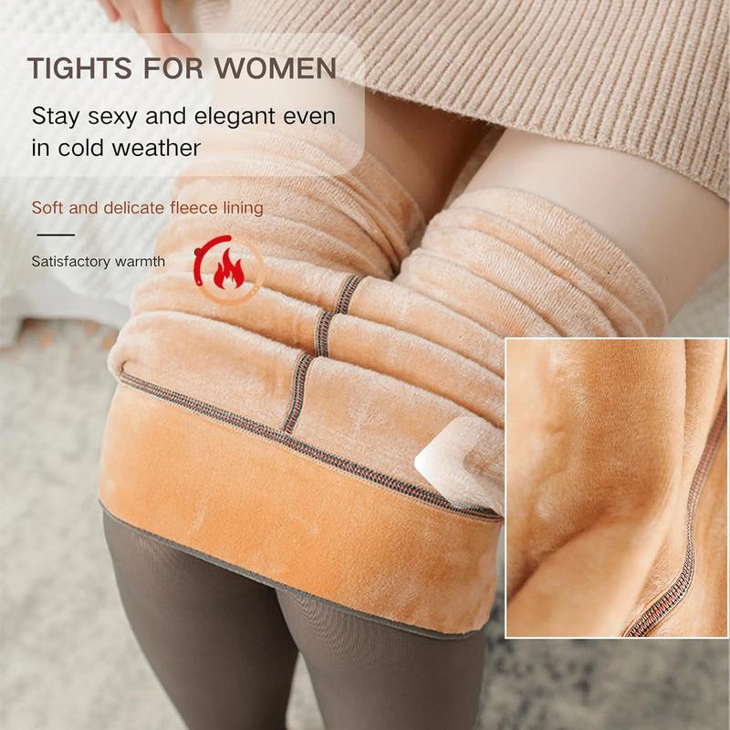 Fleece Lined Tights for Women,  Translucent Thermal Pantyhose,  Opaque Tights for Winter, Warm Thick Leggings