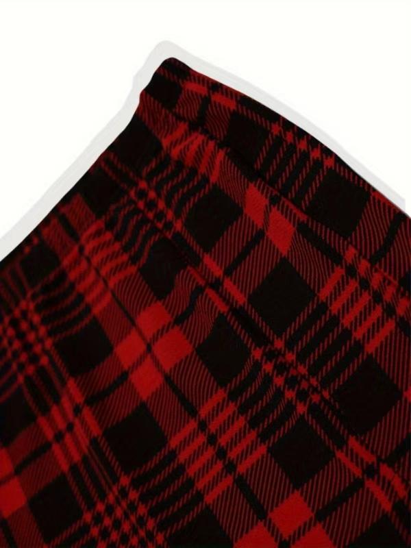 Women's Plaid Print Split Hem Bodycon Skirt, Elegant Fashion Casual Short Skirt for Daily Outdoor Wear, Women's Bottoms for Spring & Fall