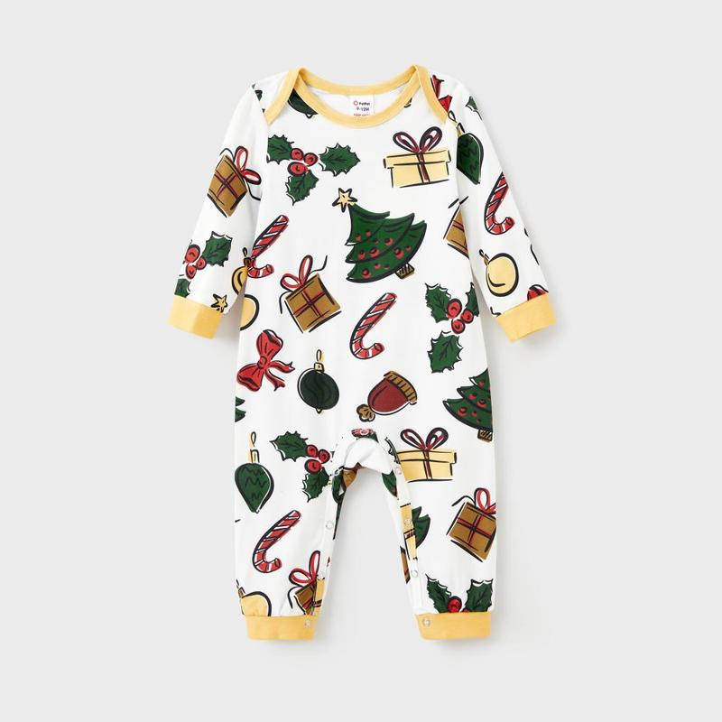 PatPat Christmas Family Matching Allover Christmas-Theme Pattern Pajamas Sets with Drawstring and Pockets