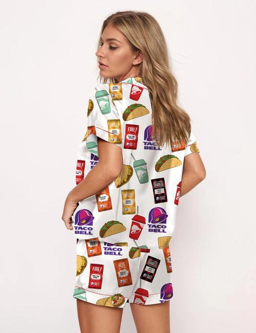 Taco Bell Lover Pajama Set For Women Fun Cozy Taco Print Sleepwear Perfect Gift For Foodie Fans