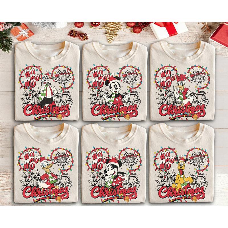 Retro Christmas All Characters Shirt, Christmas Shirt, Mickey and Friends Christmas Shirt, Christmas Family Matching Shirt