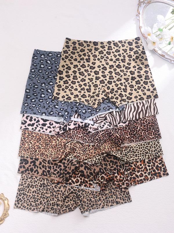 Women's Leopard Print Boyshorts, Soft Comfy Breathable Seamless Panty for Daily Wear, Underwear for All Seasons