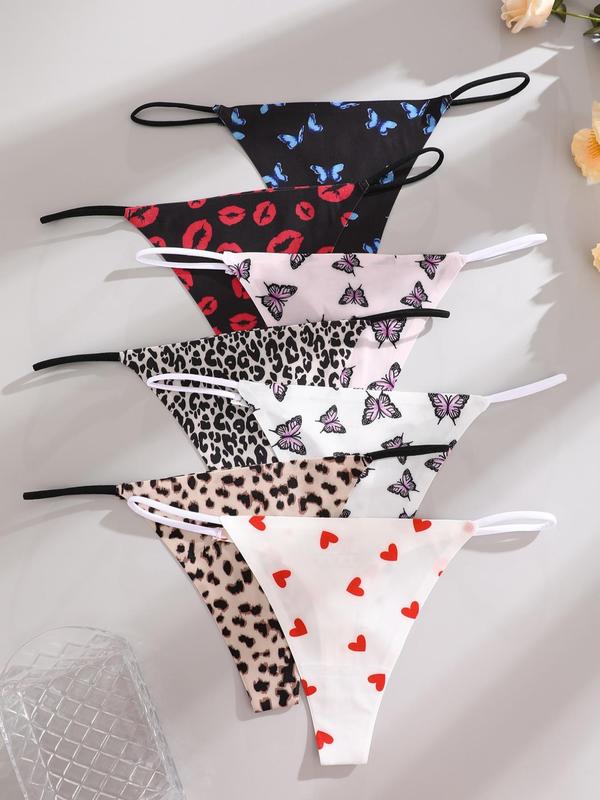 Women's All Over Print Thong, Casual Comfy Breathable Thong for Daily Wear, Underwear for Women, Back To School Wear, Panties for Women, Ladies Underwear for All Seasons