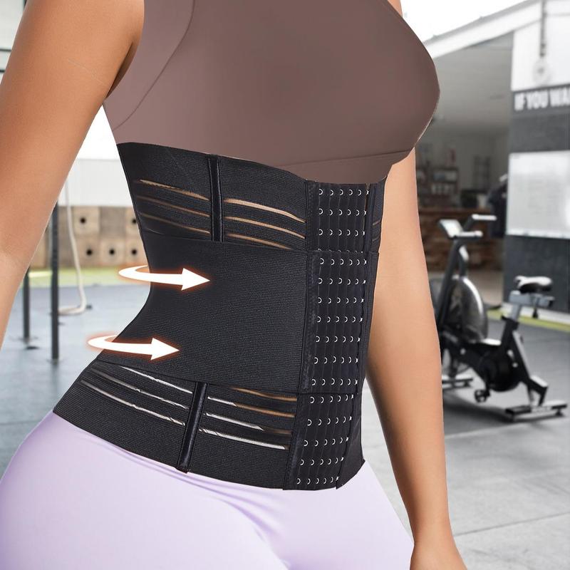 Steel Bones Waist Trainer, Double Belt Faja Body Shaper, Tummy Control Shapewear, Waist Cincher for Women, Waist Trainer for Women