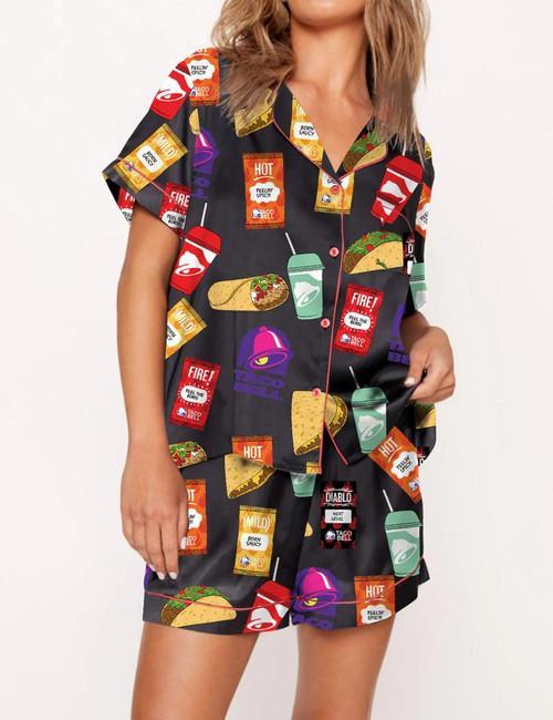 Taco Bell Lover Pajama Set For Women Fun Cozy Taco Print Sleepwear Perfect Gift For Foodie Fans