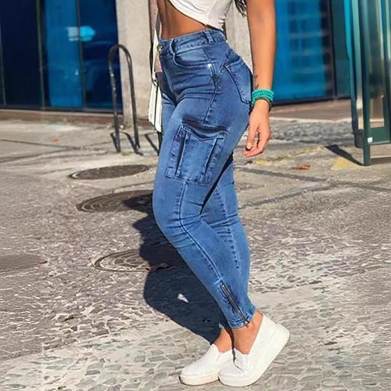 2024 Spring Summer New Women's Clothing Fashion High Waist Skinny Jeans Denim Pants Trousers Fashion Casual Jeans