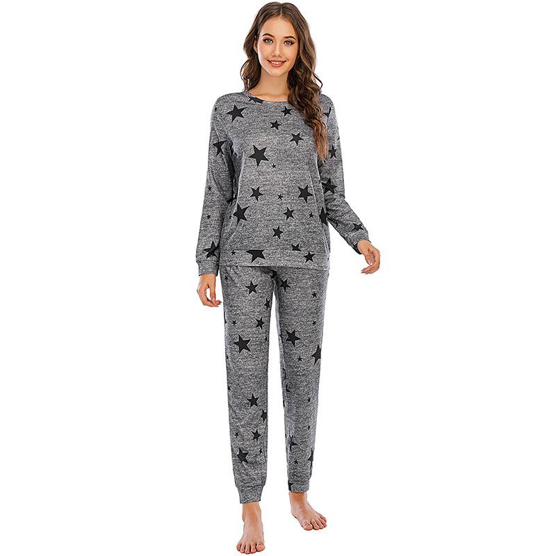 Women's Autumn and Winter Pajamas Five-Pointed Star Casual Ladies Long Sleeve Ladies' Homewear