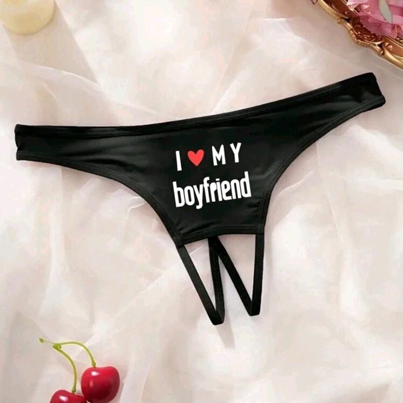 I Love My Boyfriend Print Pantie for Women - Sexy Lingerie