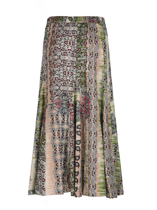 Women's All Over Print Flared Skirt, Boho Fashion Casual Long Skirt for Daily Holiday Vacation Wear, Women Bottoms for Fall & Winter