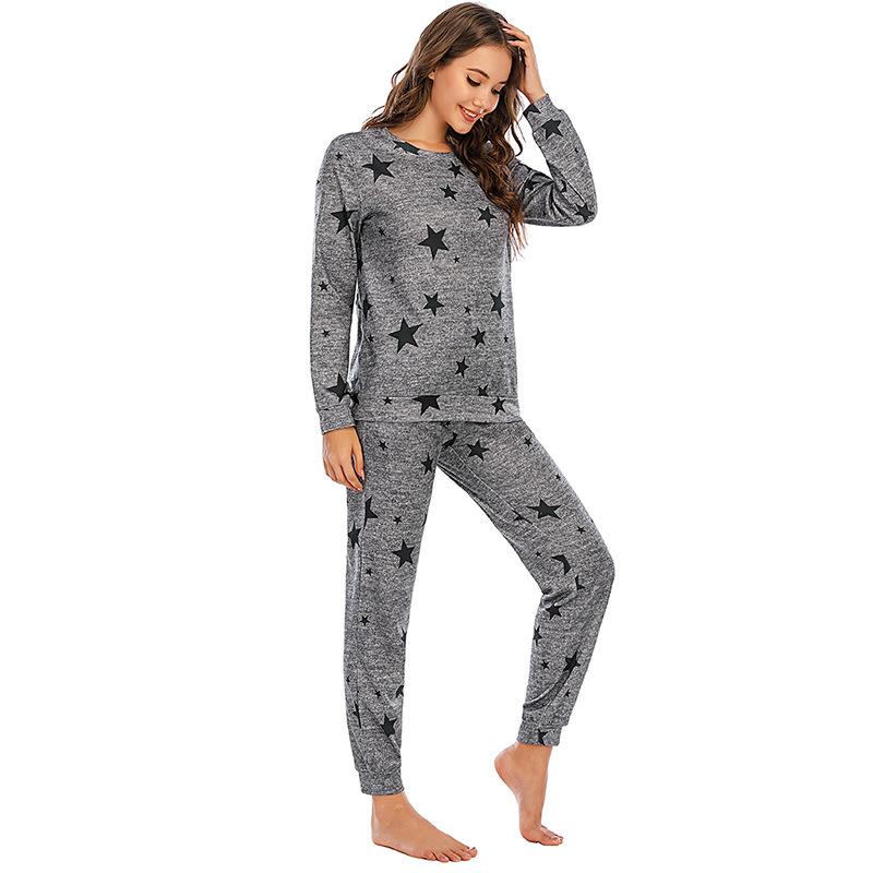 Women's Autumn and Winter Pajamas Five-Pointed Star Casual Ladies Long Sleeve Ladies' Homewear