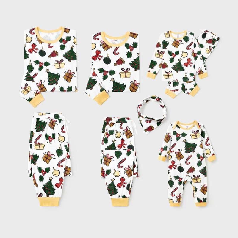 PatPat Christmas Family Matching Allover Christmas-Theme Pattern Pajamas Sets with Drawstring and Pockets