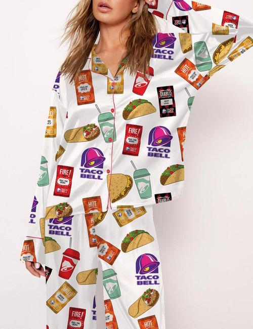 Taco Bell Lover Pajama Set For Women Fun Cozy Taco Print Sleepwear Perfect Gift For Foodie Fans