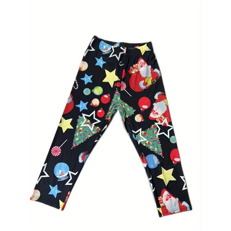 Christmas Print Women's Casual Plus Size Capris Leggings