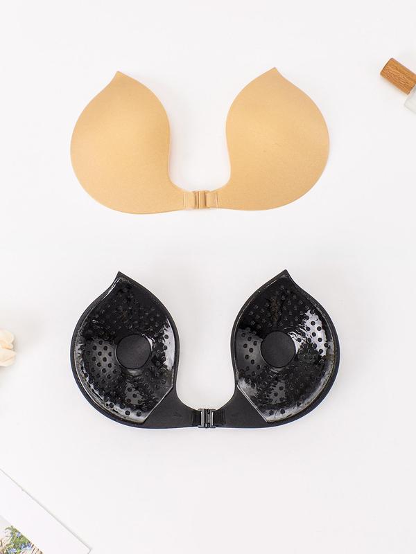 Women's Solid Color Buckle Front Self Adhesive Bra, Invisible Strapless Push Up Sticky Lingerie Top, Women's Lingerie Accessories for All Seasons