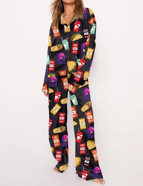 Taco Bell Lover Pajama Set For Women Fun Cozy Taco Print Sleepwear Perfect Gift For Foodie Fans