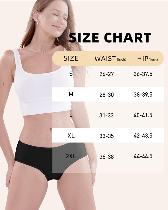 TIICHOO Womens Underwear Cotton Stretch Ladies Hipster Panties Full Coverage Pack of 8 Womenswear Lady Comfort Panty Basic Minimalist