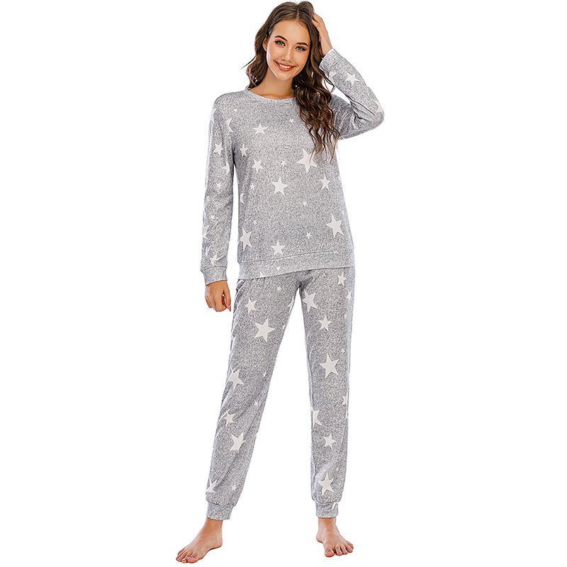 Women's Autumn and Winter Pajamas Five-Pointed Star Casual Ladies Long Sleeve Ladies' Homewear