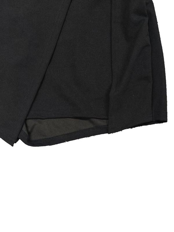 Plus Size Asymmetrical Hem High Waist Shorts, Casual Solid Ring Linked Shorts for Daily Wear, Women's Bottoms for Summer